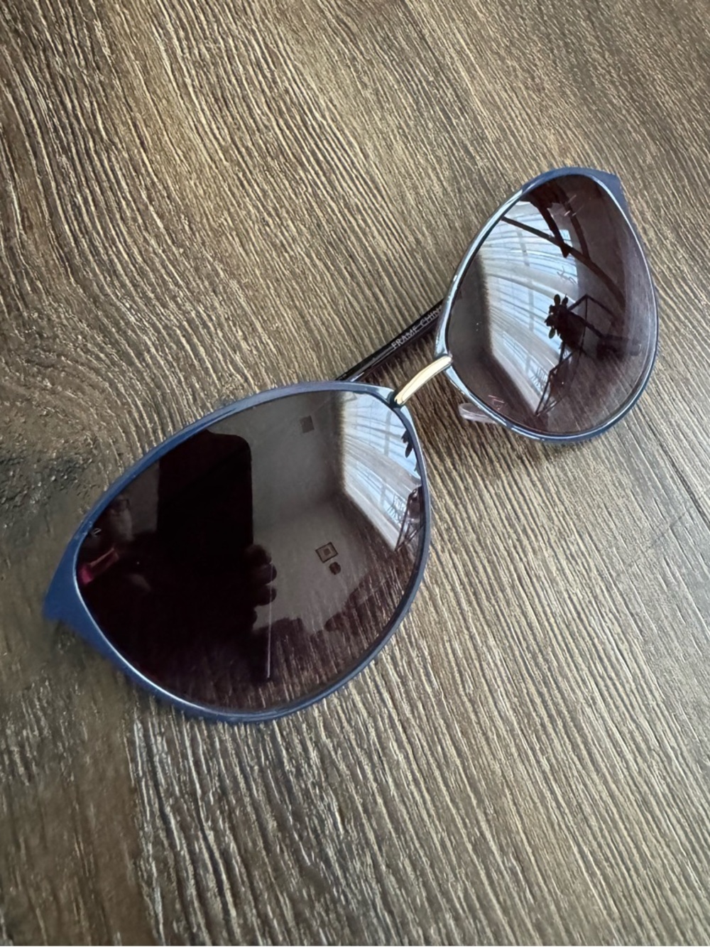 New. Talbots Aviator-Style Sunglasses in Navy Blue with Brown Lenses